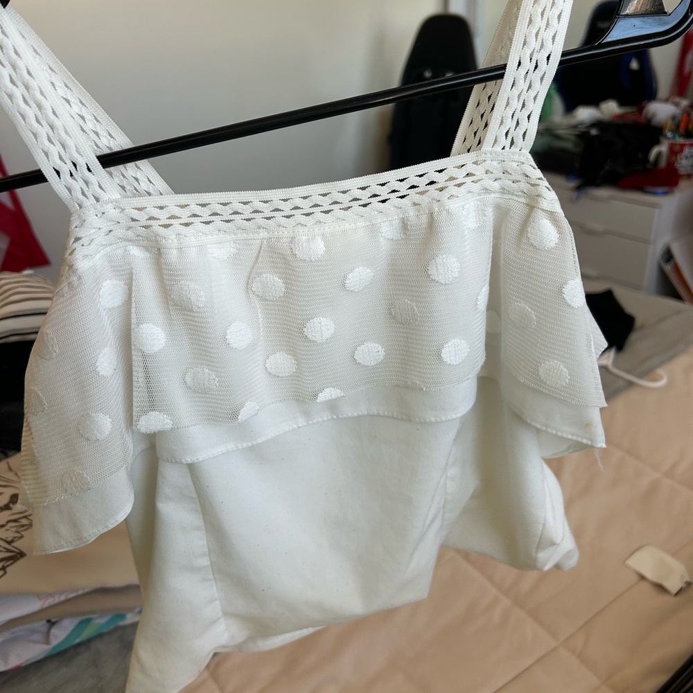 White Polka Dot Women's Top